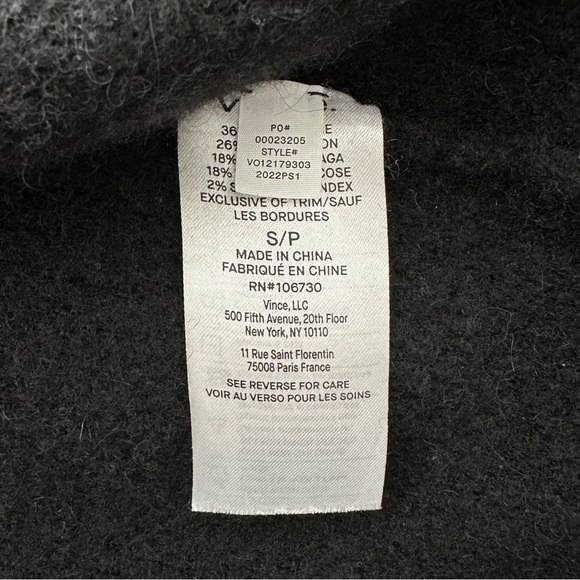 Vince Black Wool Alpaca Blend Single Snap Shrunken Cardigan Sweater Coat Size S - Picture 11 of 16